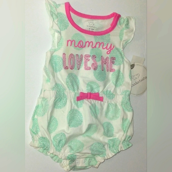 ☆NWT☆Sweet Newborn Girl "Mommy Loves me" Ruffle sleeve bubble Romper☆0-3mo. - Picture 3 of 7
